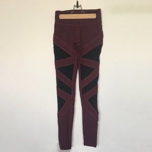 Jessica Simpson Warm Up Burgundy Mesh Leggings